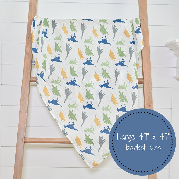 LollyBanks - Rawr-Some Baby Muslin Swaddle Blanket