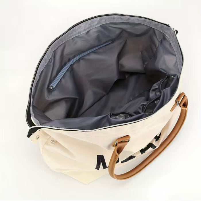 Mommy Bag- Beige - 3pcs/set Large Capacity, Waterproof Fabric, Bottle Insulation Pockets