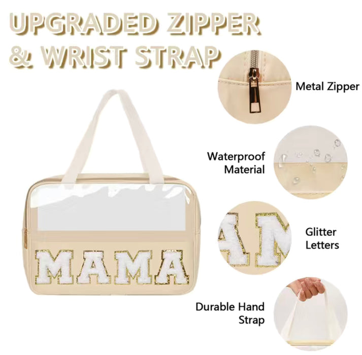 Preppy Clear Mama Toiletry Bag with Handles