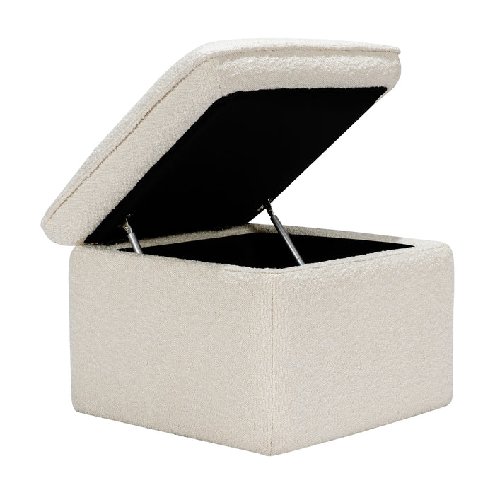 Babyletto Cali Storage Ottoman in Ivory Boucle w/ Gold Base