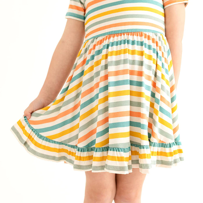 Posh Peanut Popsicle Stripe Short Sleeve Ruffled Twirl Dress