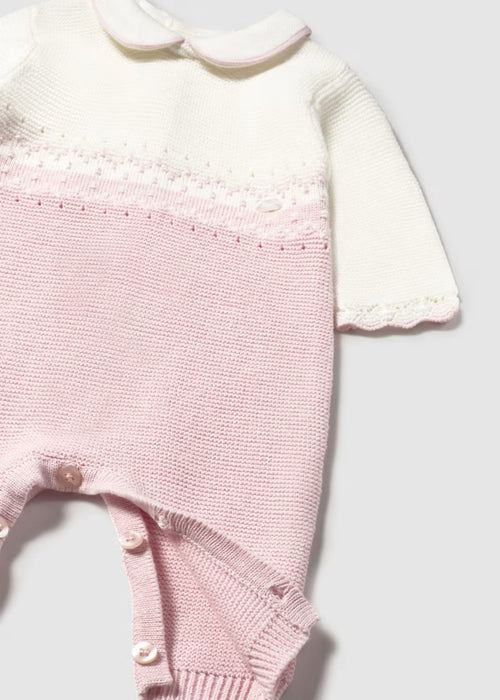 Pink and White Knit Romper