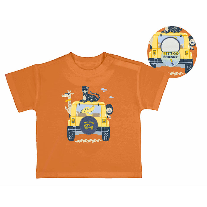 Mayoral Orange Safari Jeep T-Shirt & Navy Shorts Set