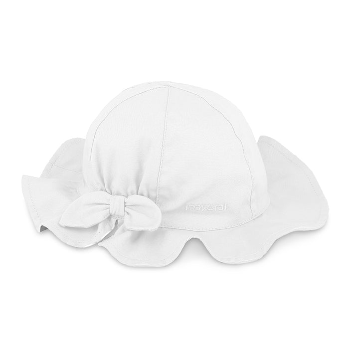 Mayoral White Cotton-Twill Ruffled Sun-Hat