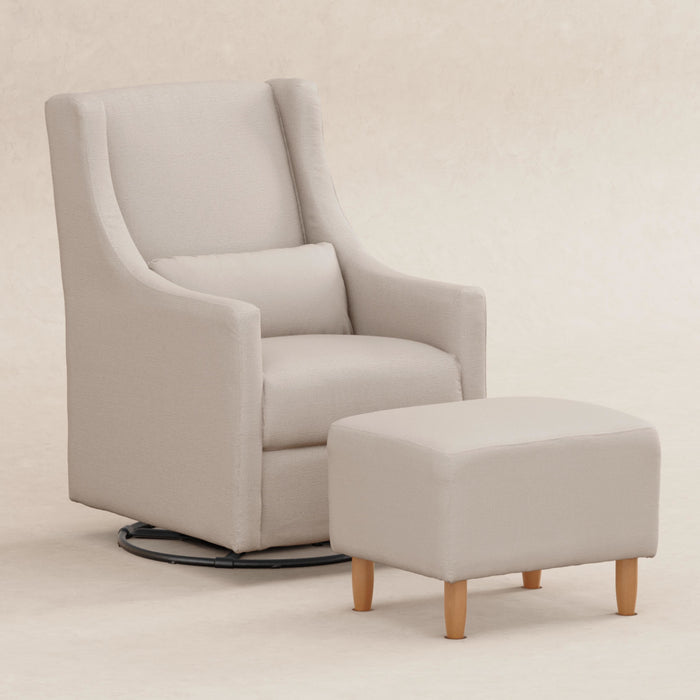 Babyletto Toco Swivel Glider and Ottoman in Eco-Performance Fabric | Water Repellent & Stain Resistant