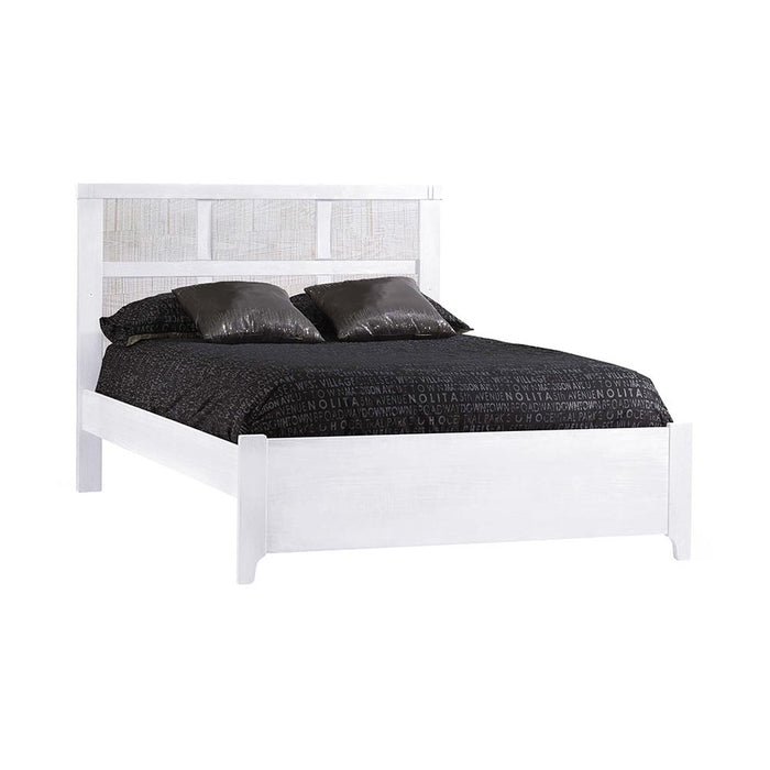 Natart Rustico Moderno Double Bed w/ Low Profile Footboard 54"- White/ White Bark