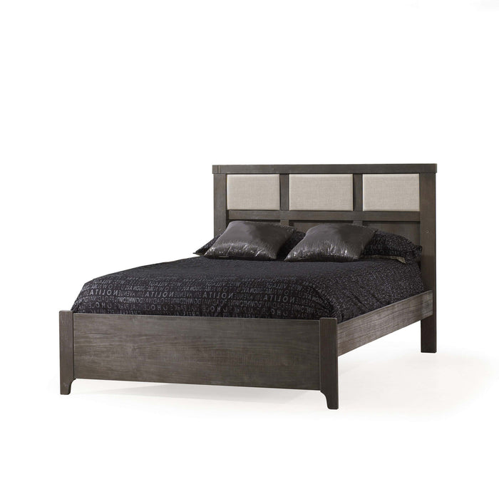 Natart Rustico Double Bed w/ Low Profile Footboard 54"- Grigio/ Talc Panel