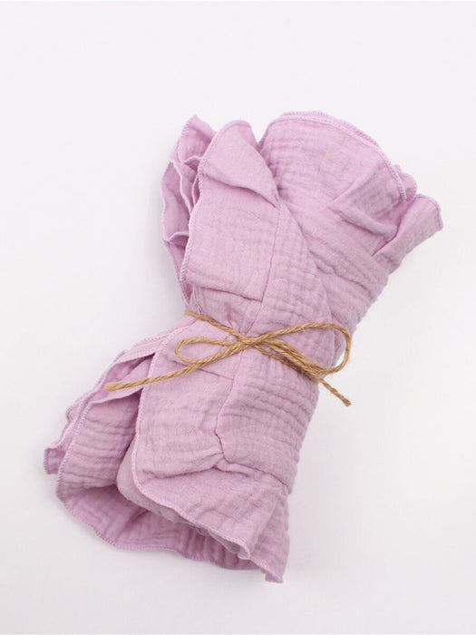 Solid Color Ruffle Trim Baby Blanket