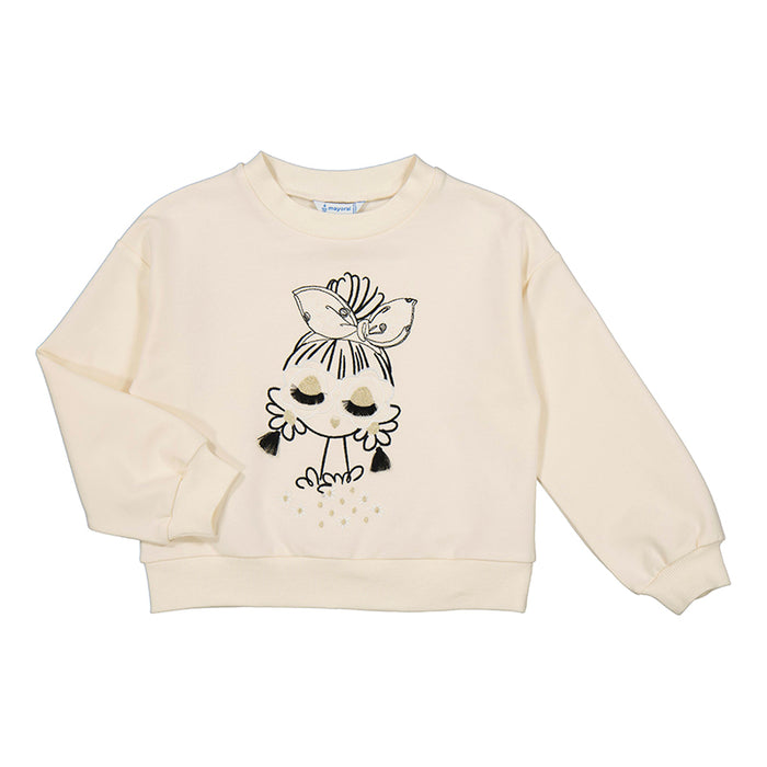 Cream Fashion Queen Embroidered Sweatshirt