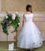 First Holy Communion gown sleeveless with flowing ruffle ribbon trim hem Sweetie Pie