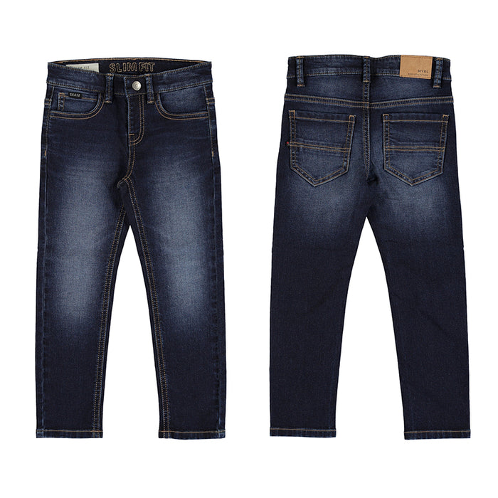 Slim-Fit Super-Soft Jeans w/ Adjustable Waist- Dark Wash