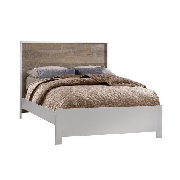 Nest Vibe Double Bed 54" w/ Low Profile Footboard- White/ Brown Bark