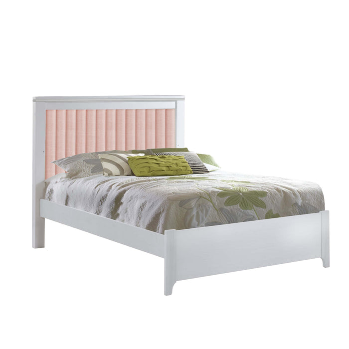 Natart Taylor Double Bed 54″ (low profile footboard)White/ Blush Tufted Panel