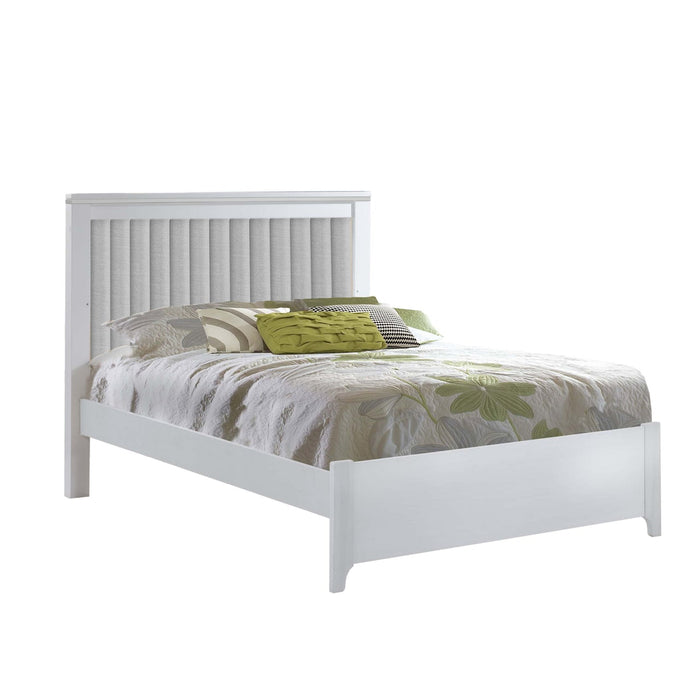 Natart Taylor Double Bed 54″ (low profile footboard)White/ Linen Gray Tufted Panel