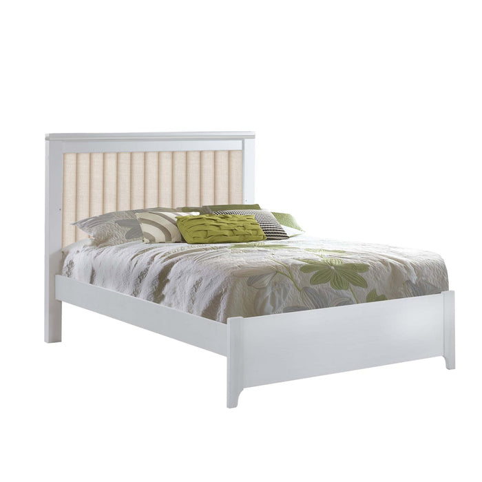 Natart Taylor Double Bed 54″ (low profile footboard)White/ Linen Talc Tufted Panel