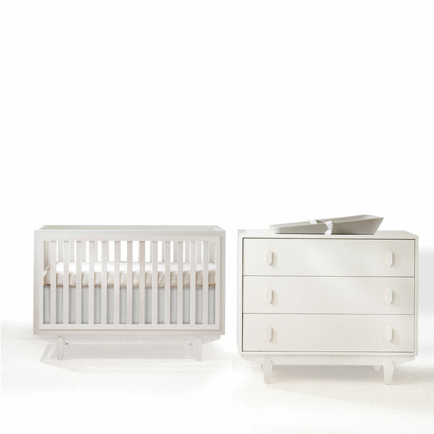 Tulip Tate White/White Classic Crib & 3 Drawer XL Dresser Set