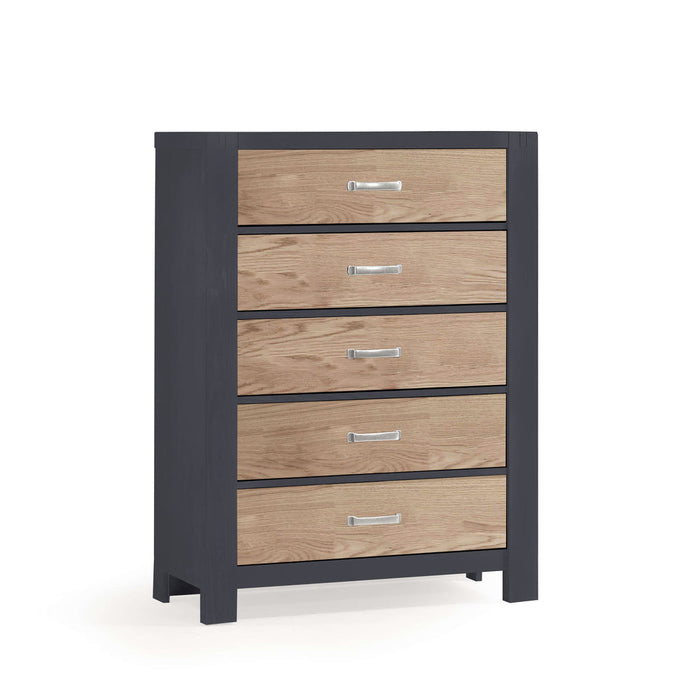 Natart Rustico Moderno 5 Drawer Dresser- Graphite/ Natural Oak