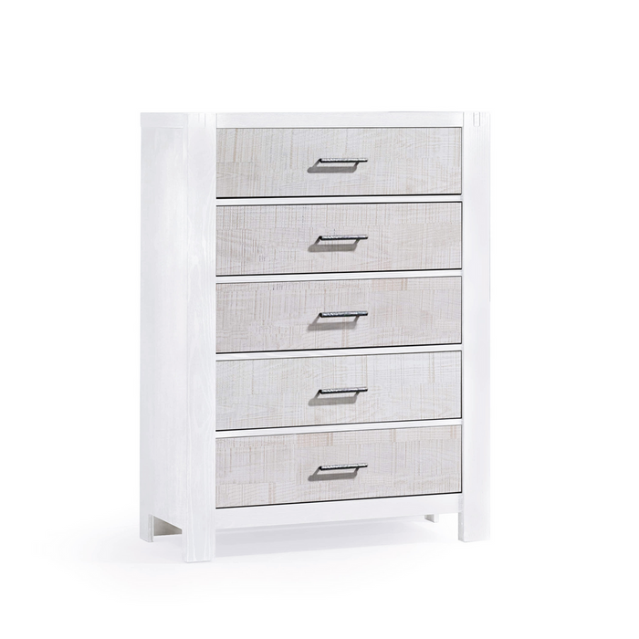 Natart Rustico Moderno 5 Drawer Dresser- White/ White Bark