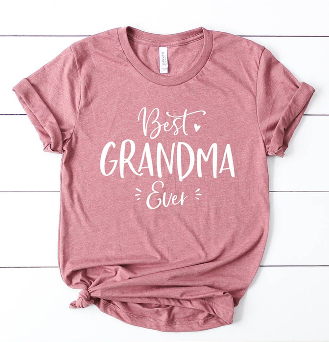 Best Grandma Ever T-Shirt- Heather Mauve