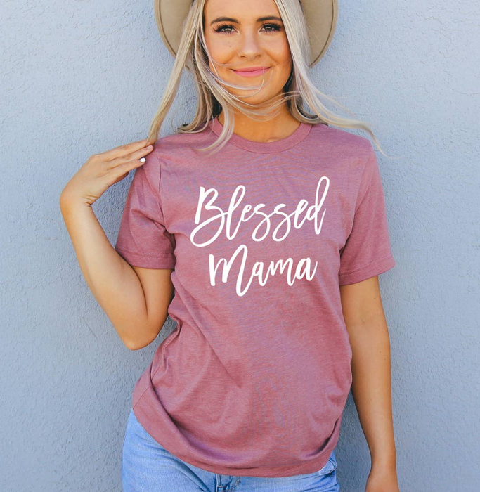 Blessed Mama T-Shirt- Heather Mauve
