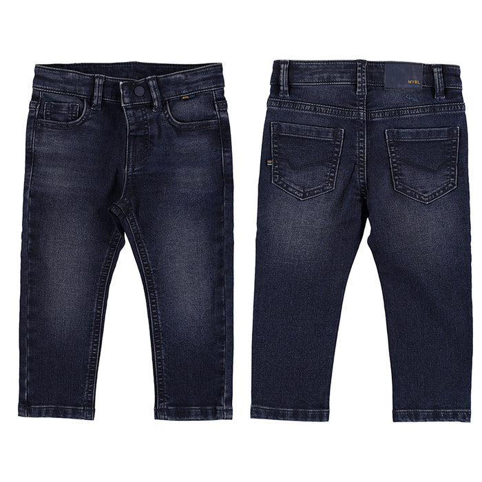Slim-Fit Super-Soft Jeans w/ Adjustable Waist- Grey Blue
