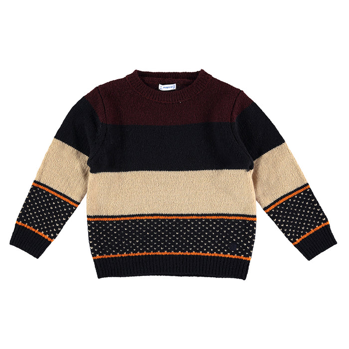 Plum, Navy & Beige Colorblock Sweater