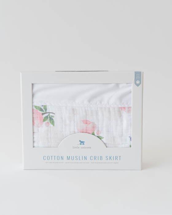 Little Unicorn Cotton Muslin Crib Skirt- Watercolor Roses