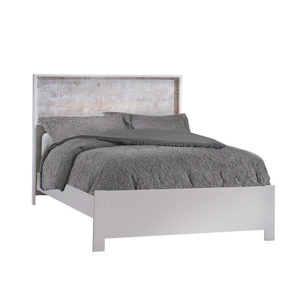 Nest Vibe Double Bed 54" w/ Low Profile Footboard- White/ White Bark