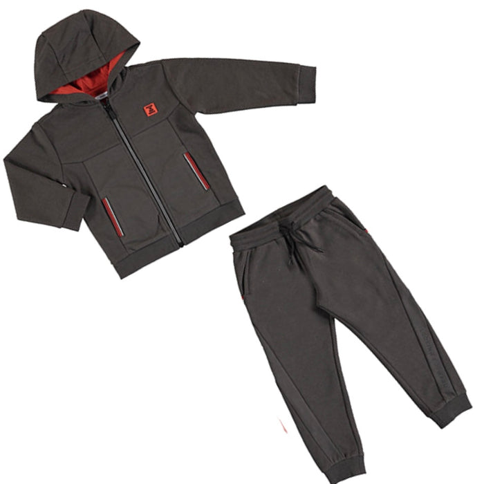 Charcoal & Rusty Red WaffleKnit Tracksuit