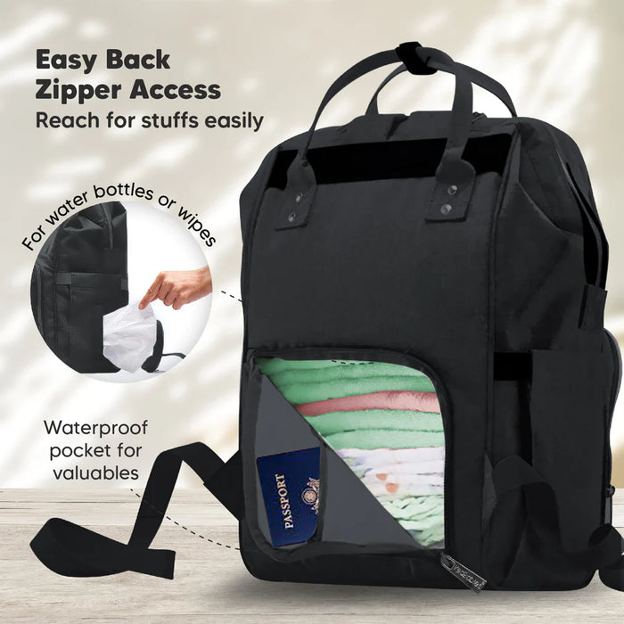 KeaBabies Original Diaper Backpack- Trendy Black