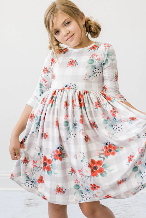 Mila & Rose Gingham Floral Twirl Dress