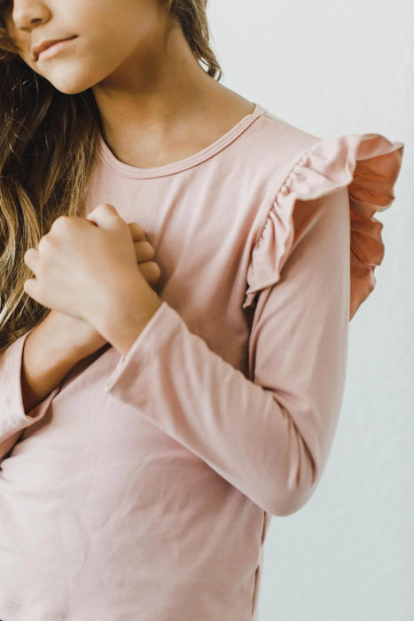 Mila & Rose Vintage Pink Long Sleeve Ruffle Tee