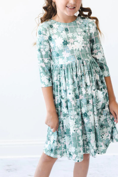 Mila & Rose Forest Flowers 3/4 Sleeve Pocket Twirl Dress