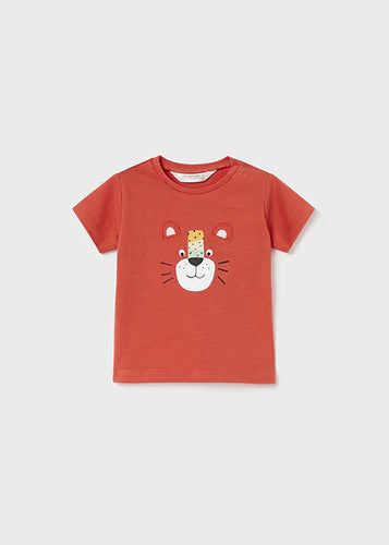 Orange Safari CoolCat Embroidered Tee & Spotted Green Shorts Set