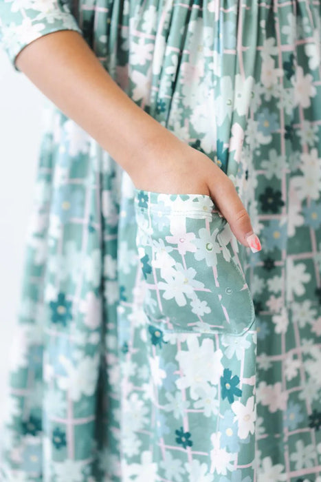Mila & Rose Forest Flowers 3/4 Sleeve Pocket Twirl Dress