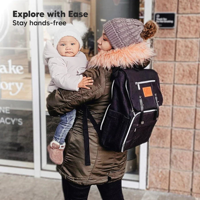 KeaBabies “Explorer” Diaper Backpack- Trendy Black