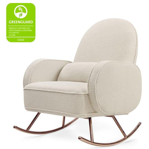 Nursery Works Compass Rocker in Ivory Boucle with Rose Gold Legs
