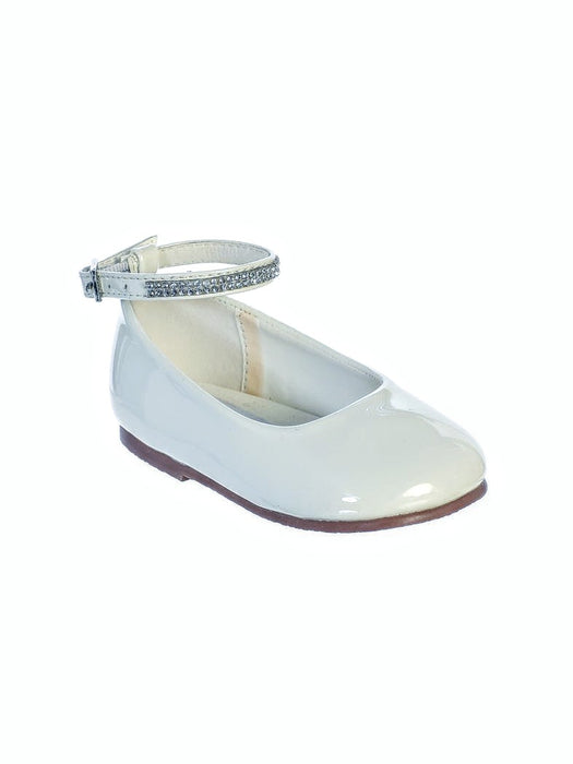 Tip Top Kids Leather Flats with Rhinestone Strap
