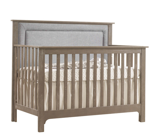 Nest Emerson Convertible Crib in Sugar Cane w/ Upholstered Panel in Fog