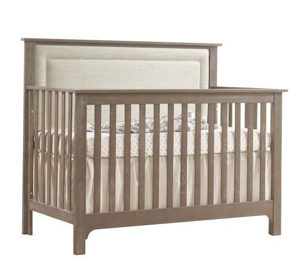 Nest Emerson Convertible Crib in Sugar Cane w/ Upholstered Panel in Talc