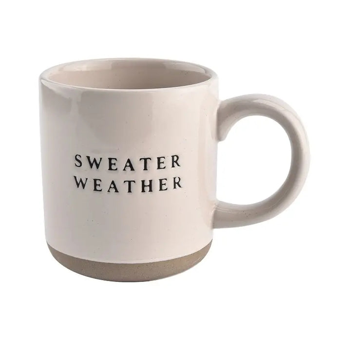 Sweet Water Decor Sweater Weather - Cream Stoneware Coffee Mug - 14 oz