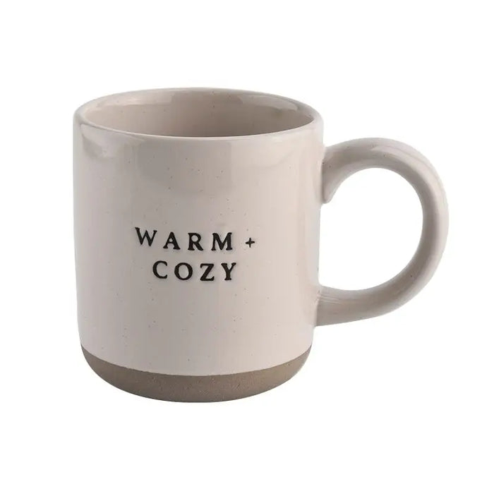Sweet Water Decor Warm + Cozy - Cream Stoneware Coffee Mug - 14 oz