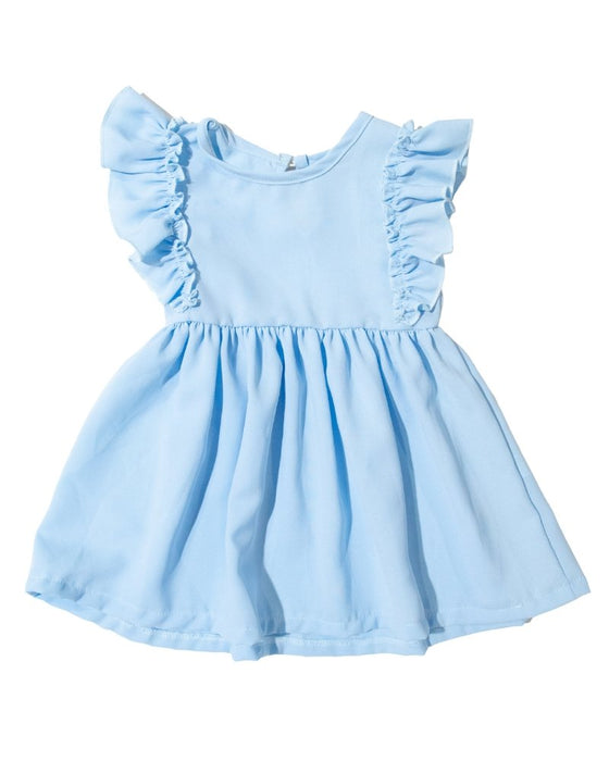 Zoey Ruffle- Sleeve Dress- Cool Blue